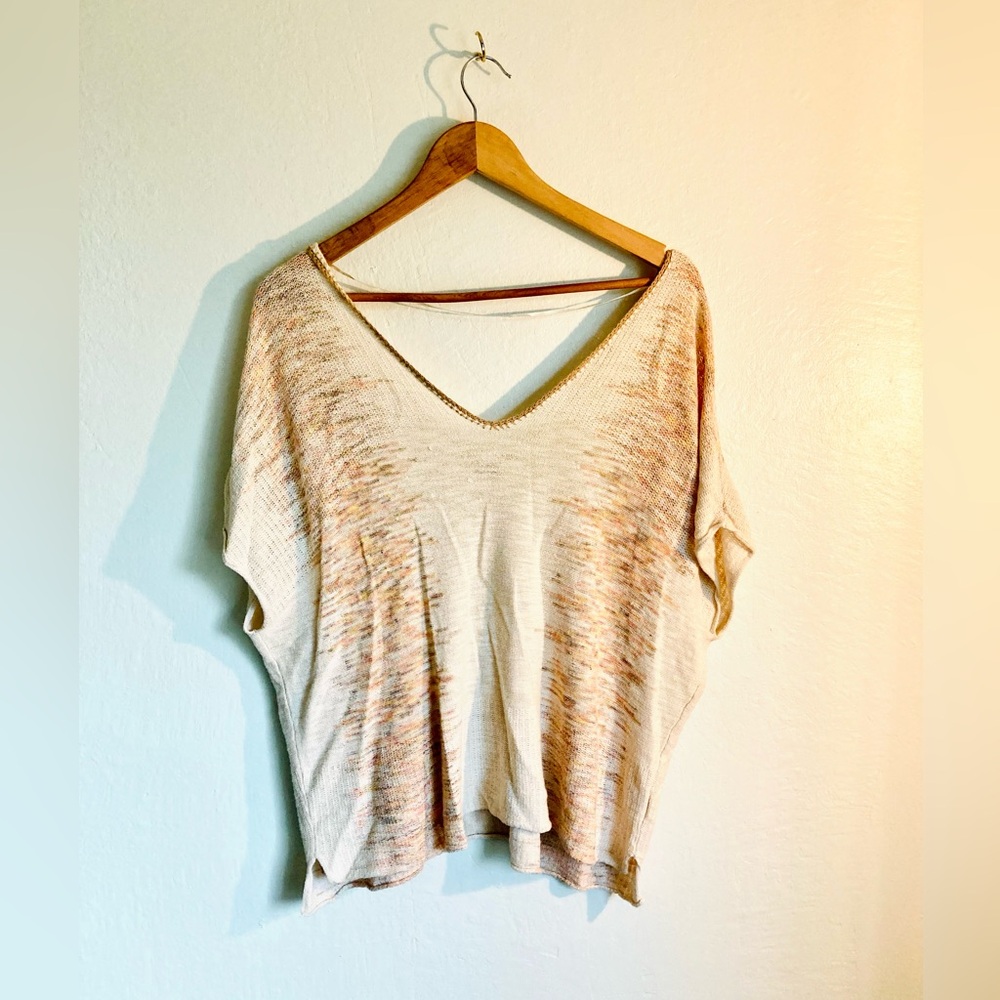 Free People Cream/Tan Top with Aztec Earth Tone Design (XS)